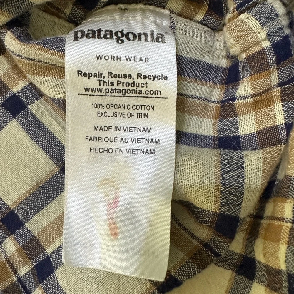 Patagonia Organic Cotton Plaid‎ Long Sleeve Button Down Shirt Mens L Lightweight